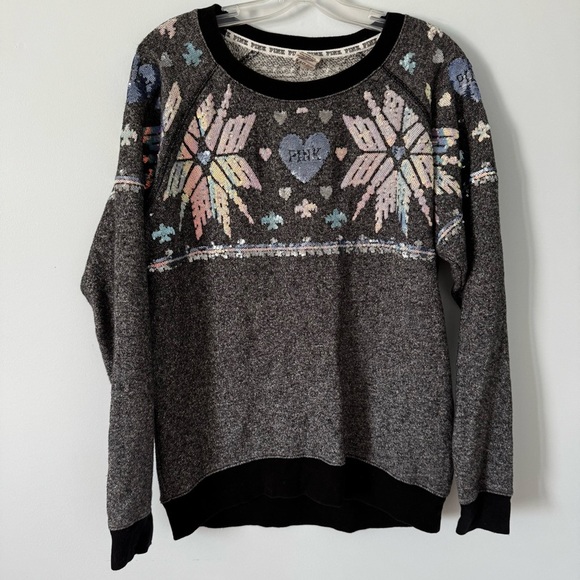 PINK ombre snowflake posh sequin winter Holiday/ cabincore - Picture 1 of 6